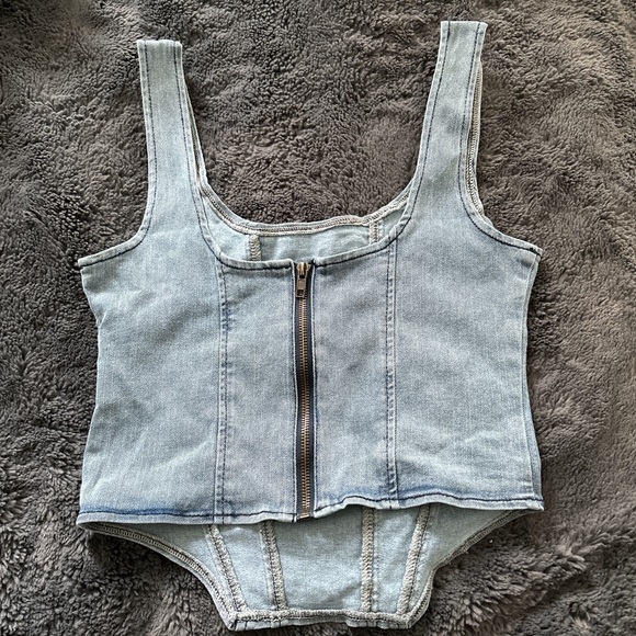 denim corset top with zipper - Picture 2 of 2